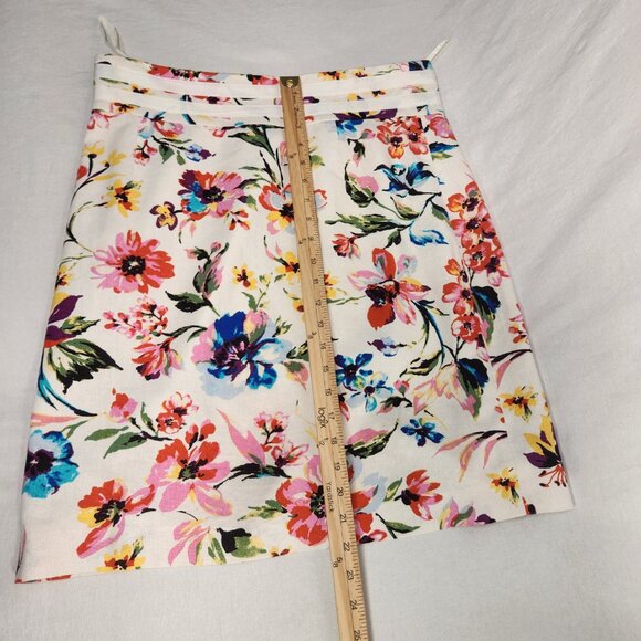 ISABELLA DeMARCO Feminine Romantic Linen Blend Ivory Floral Print Skirt Size 12. - Picture 14 of 16